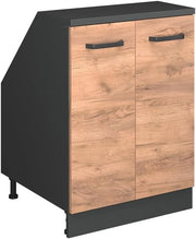 Mobile sottotetto Rion, Quercia dorata, 60 x 81.6 cm con 2 porte, carcassa 60 cm profondità, adatto per il salvaspazio sotto tetti spioventi