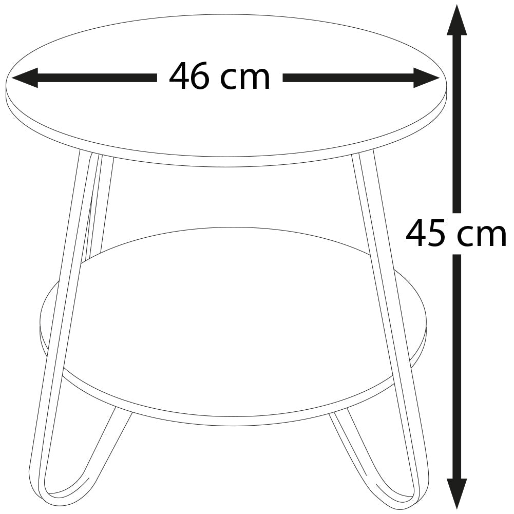 Tavolino Tavolo Moderno Design Rotondo Struttura Nera Piano Tortora Salvaspazio