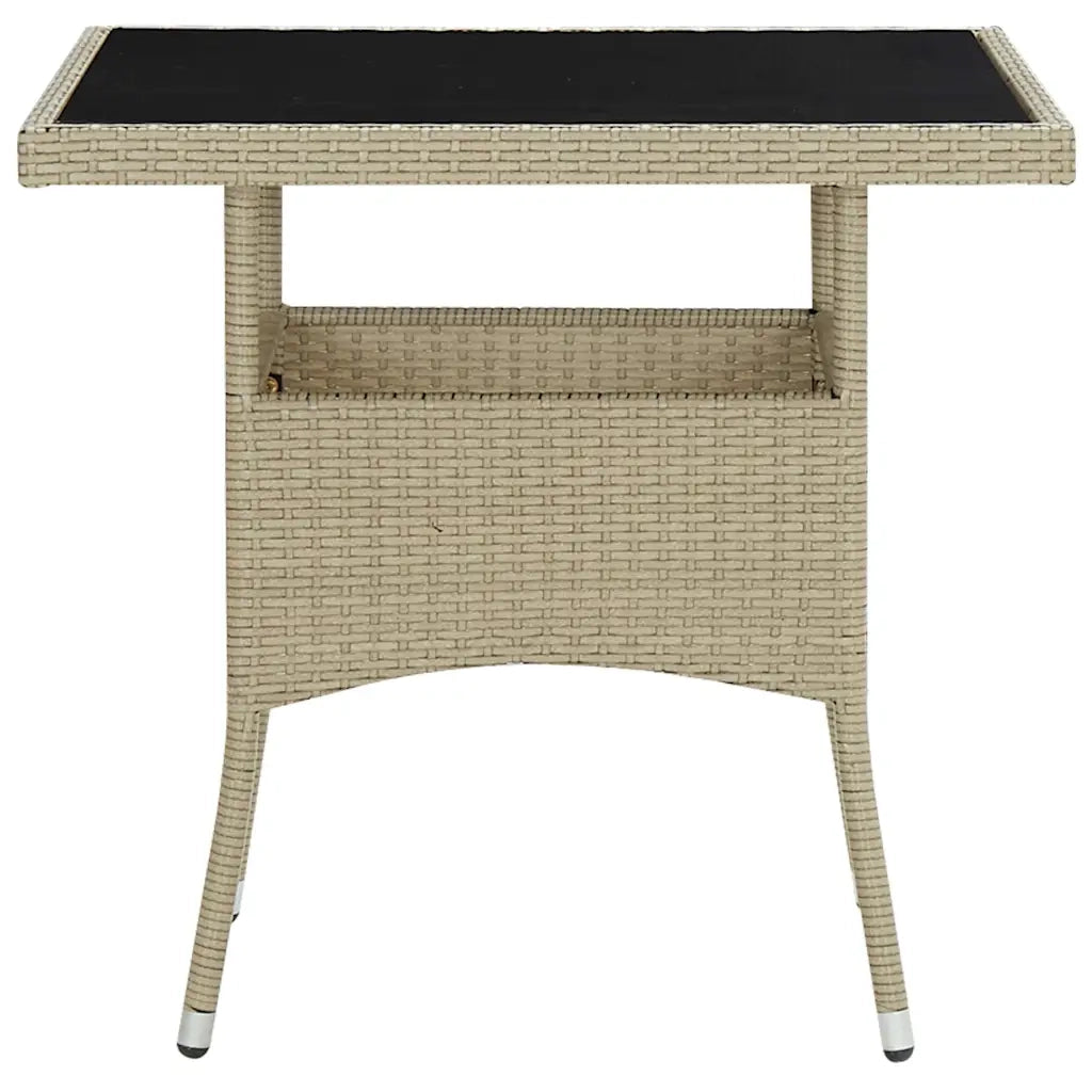 Tavolo da Pranzo da Giardino | Tavolino da esterno Beige in Polyrattan e Vetro