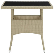 Tavolo da Pranzo da Giardino | Tavolino da esterno Beige in Polyrattan e Vetro