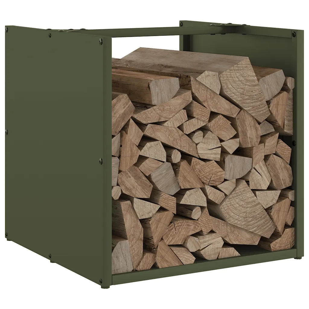 Rastrelliera per Legna da Ardere Verde Oliva 40x40x40 cm 864240