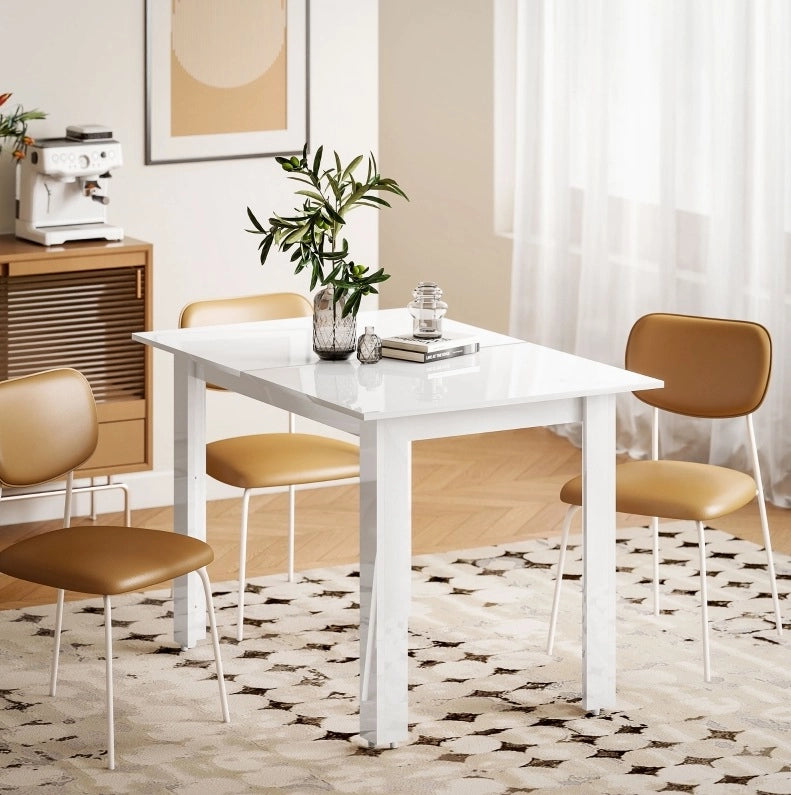 Tavolo da pranzo allungabile 120-160 x 80 cm bianco lucido per 4-6 persone