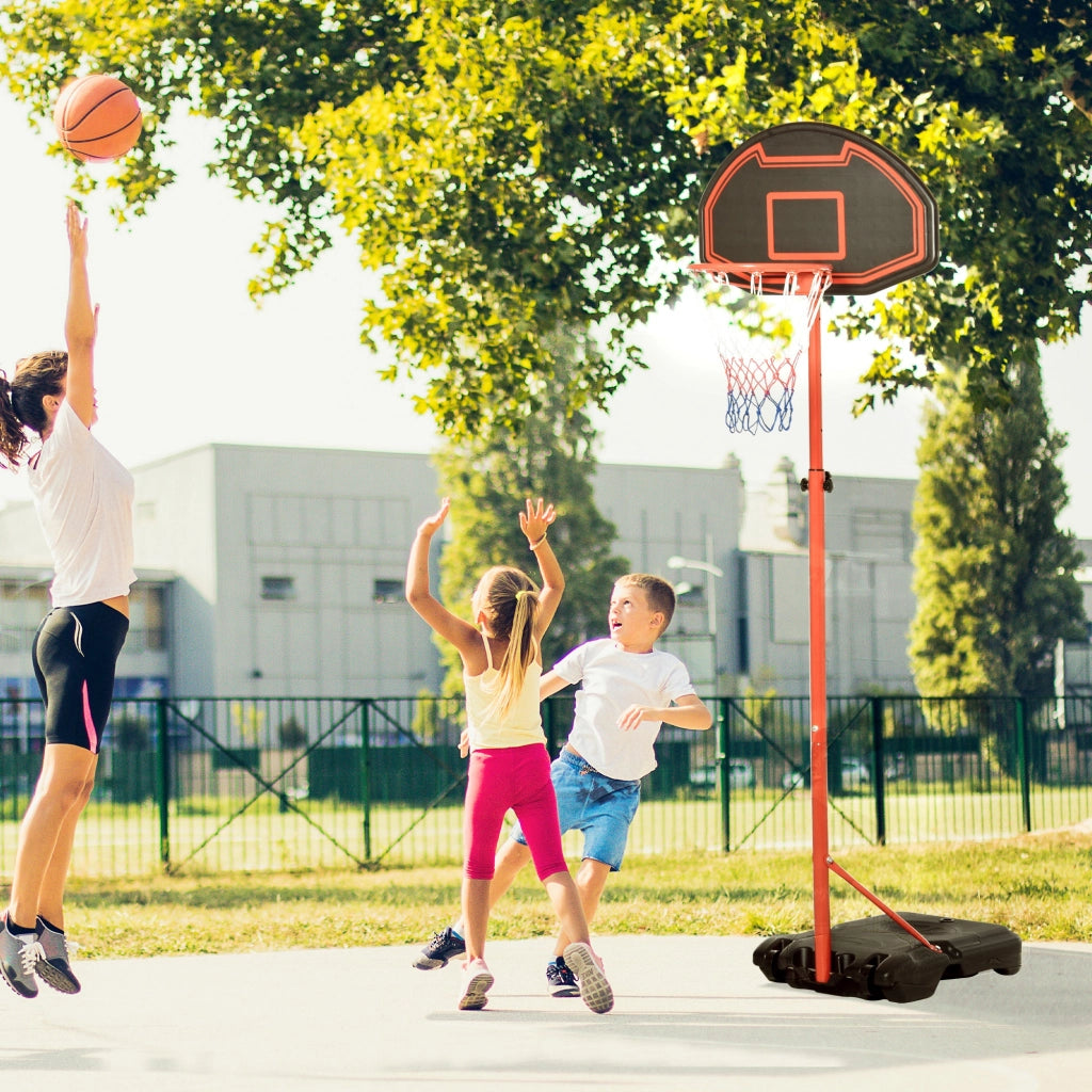 EasyComfort Canestro Portatile Canestro Basket da Esterno con Altezza Regolabile 193.5-248.5cm e Base da Riempire con Acqua o Sabbia, in Acciaio e Nylon 73x49x194-249cm