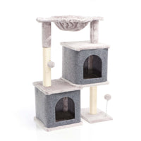 Fudajo Albero tiragraffi grigio con sisal 81cm Con 2 nicchie chiuse Casette Per gatti