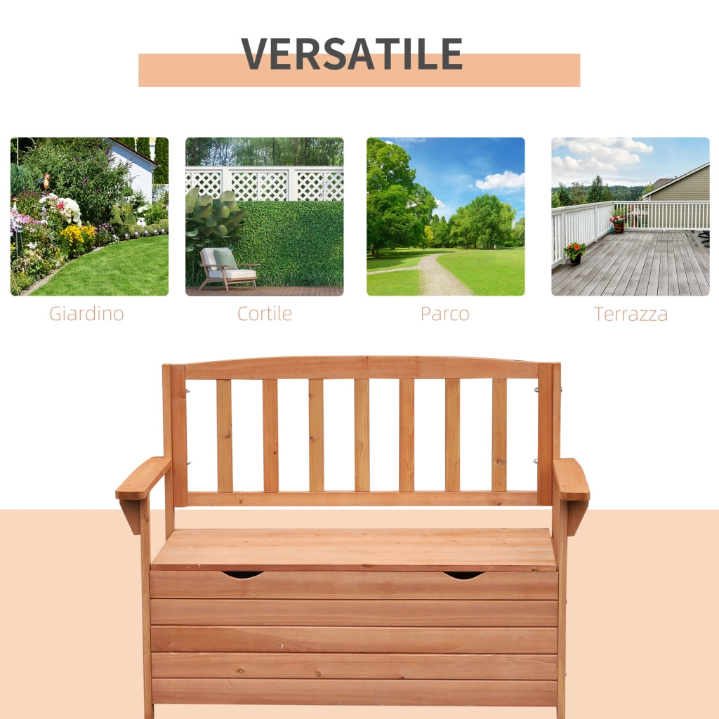 Panchina da Giardino 2 Posti con Vano Contenitore ¨C Zephmum ¨C Legno
