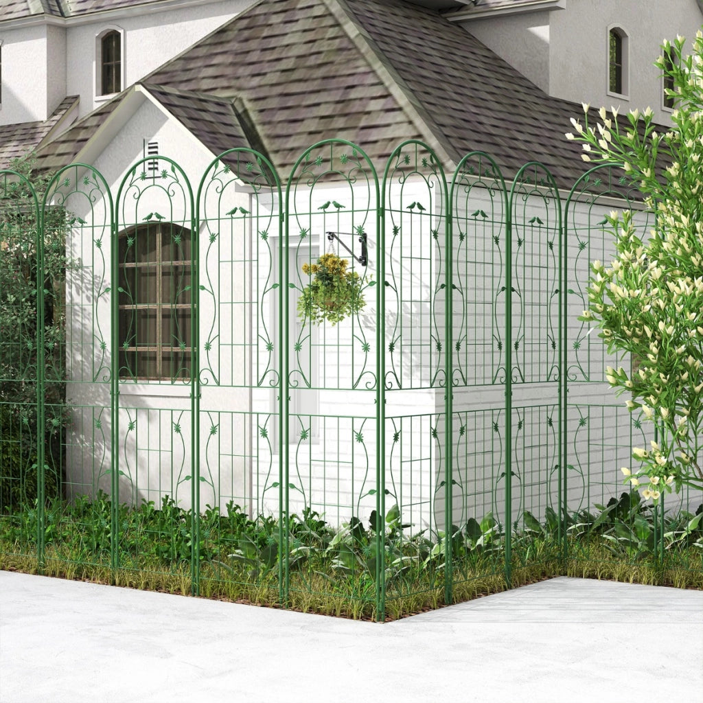 Pacco da 2 di traliccio da giardino in metallo 220x52cm, Supporto decorativo per piante rampicanti rose Verde