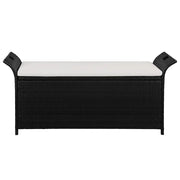 Cassapanca con Cuscino-Baule-Panca con Contenitore138 cm in Polyrattan Nero