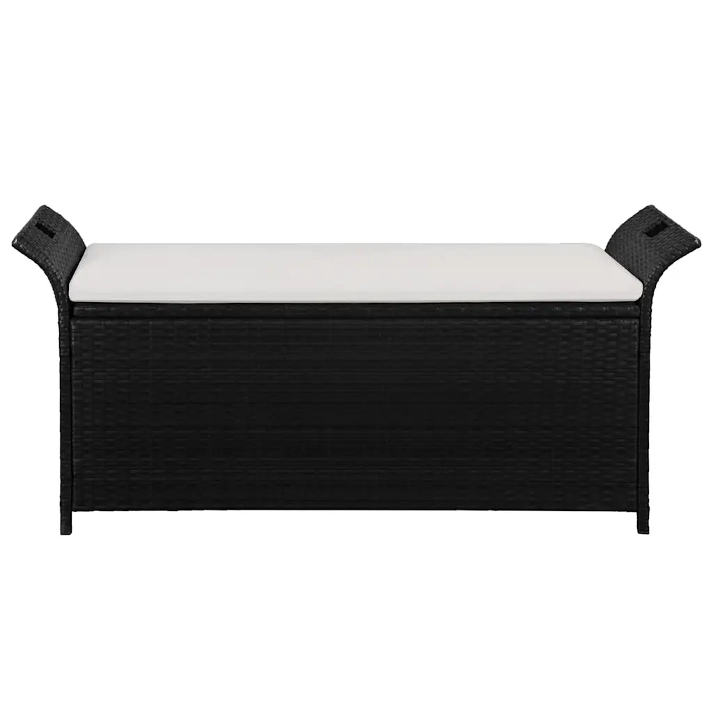 Cassapanca con Cuscino-Baule-Panca con Contenitore138 cm in Polyrattan Nero