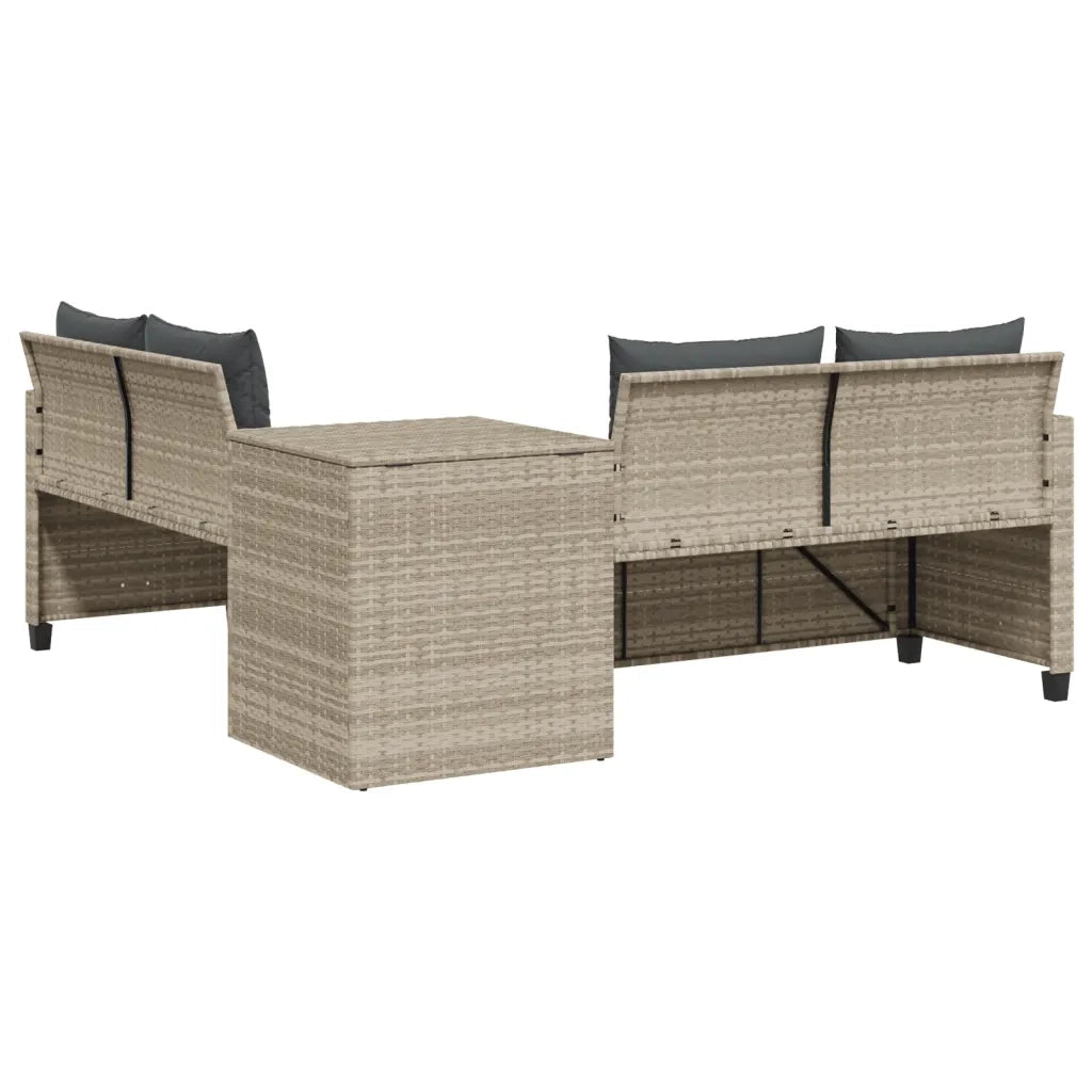 vidaXL Divano Giardino Tavolo e Cuscini a L Grigio Chiaro Polyrattan