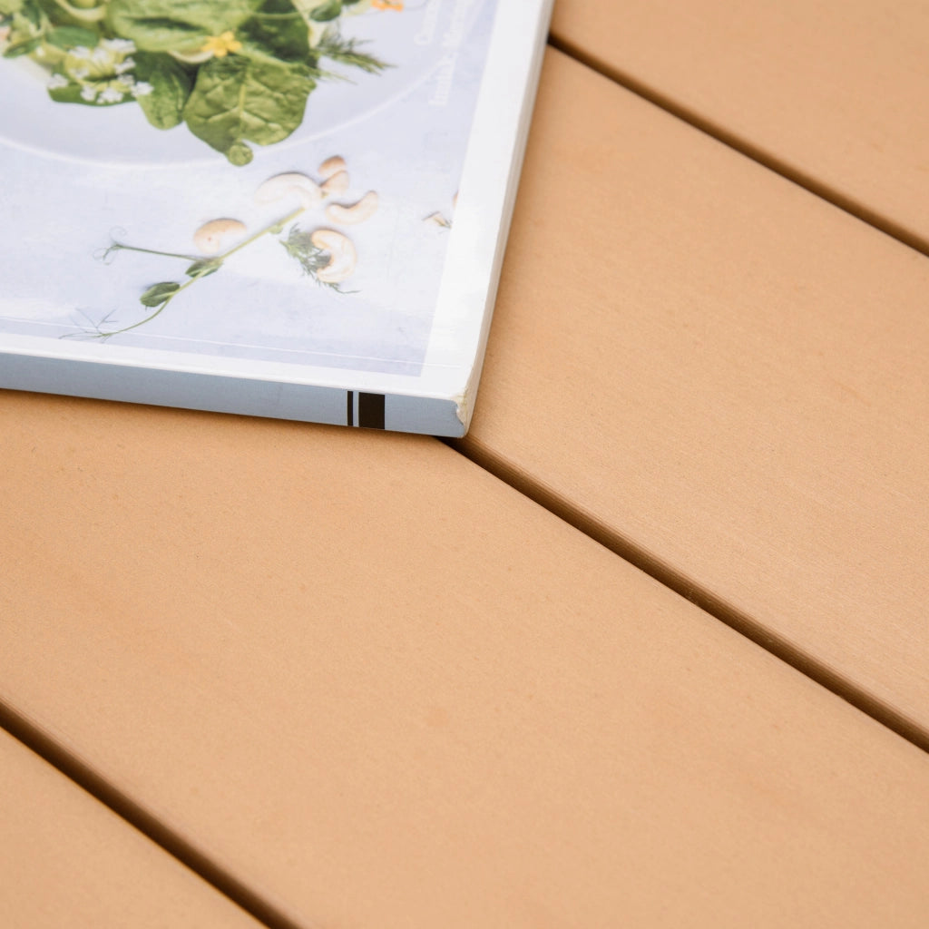 Easycomfort Tavolo da Giardino per 6 Persone in Alluminio e Plastica, Nero e Color Legno