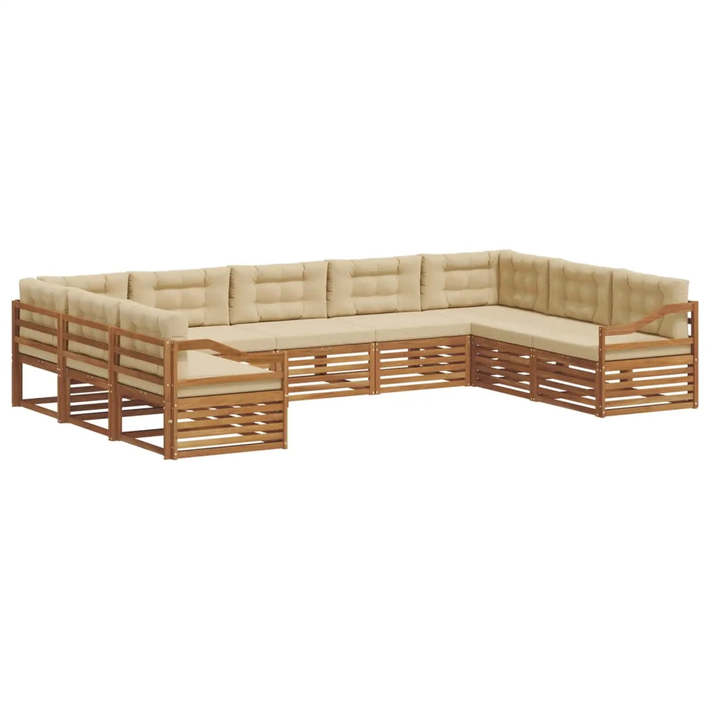 Set di divani da esterno con cuscino 9 pcs Naturale e Beige