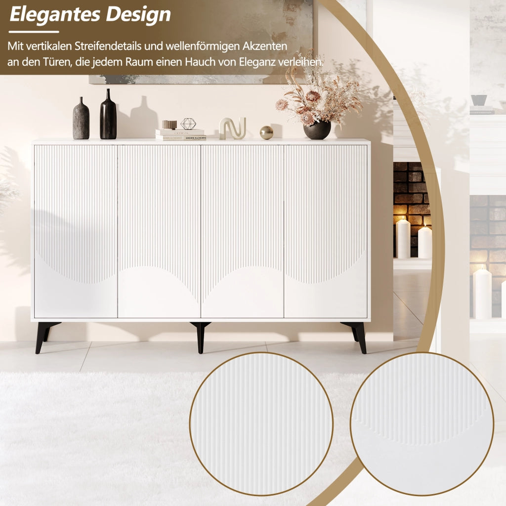 SIDEBOARD 160x35x100 cm Bianco in Truciolare e Metallo con 4 ante