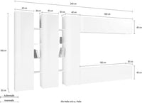 Parete Attrezzata Soggiorno 340x30x180 cm Maruska n°5 Bianco Lucido