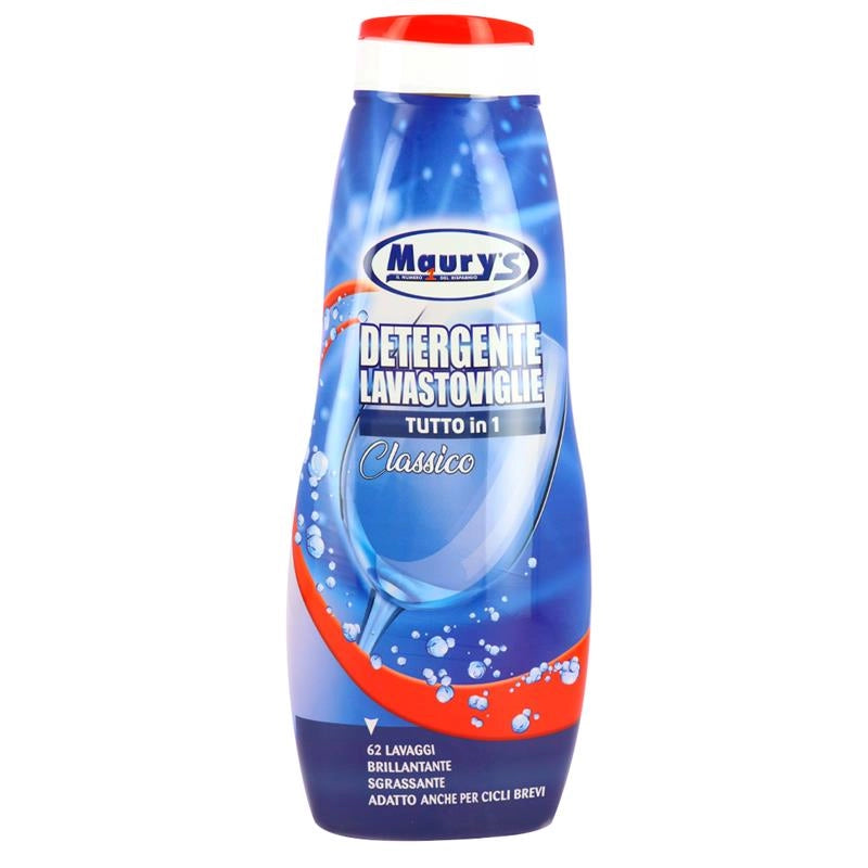 MAURY'S GEL LAVASTOVIGLIE TUTTO IN 1 62 LAVAGGI BRILLANTE SGRASSANTE ADATTO ANCHE PER CICLI BREVI CLASSICO 1250ML