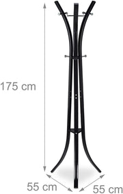 Appendiabiti da terra in metallo per cappotti e giacche ingresso/corridoio 175 cm nero 13_0002199
