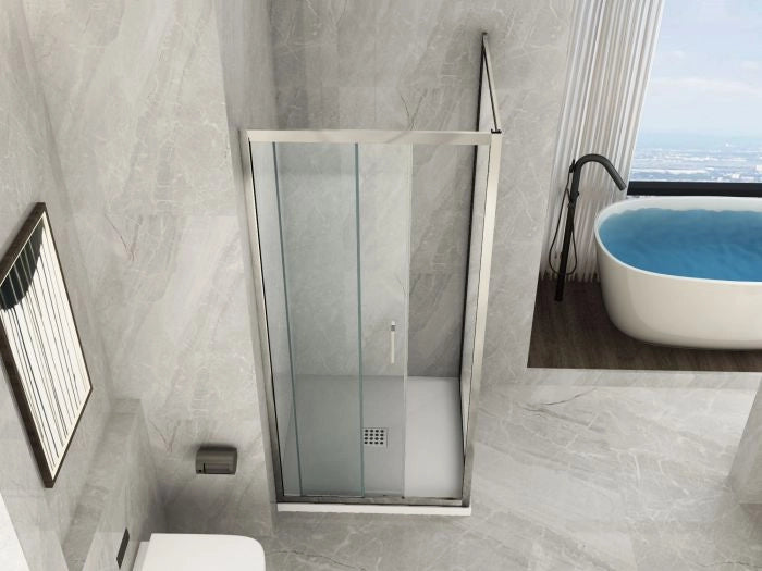 Box Doccia Cristallo 6 mm Anticalcare Trasparente 2 lati 1 Fisso e 1 Scorrevole - Misura: 65 x 100 x h190 cm