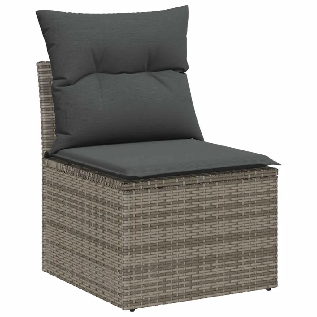 Set Divano da Giardino con cuscino 9 pcs Grigio Poly Rattan