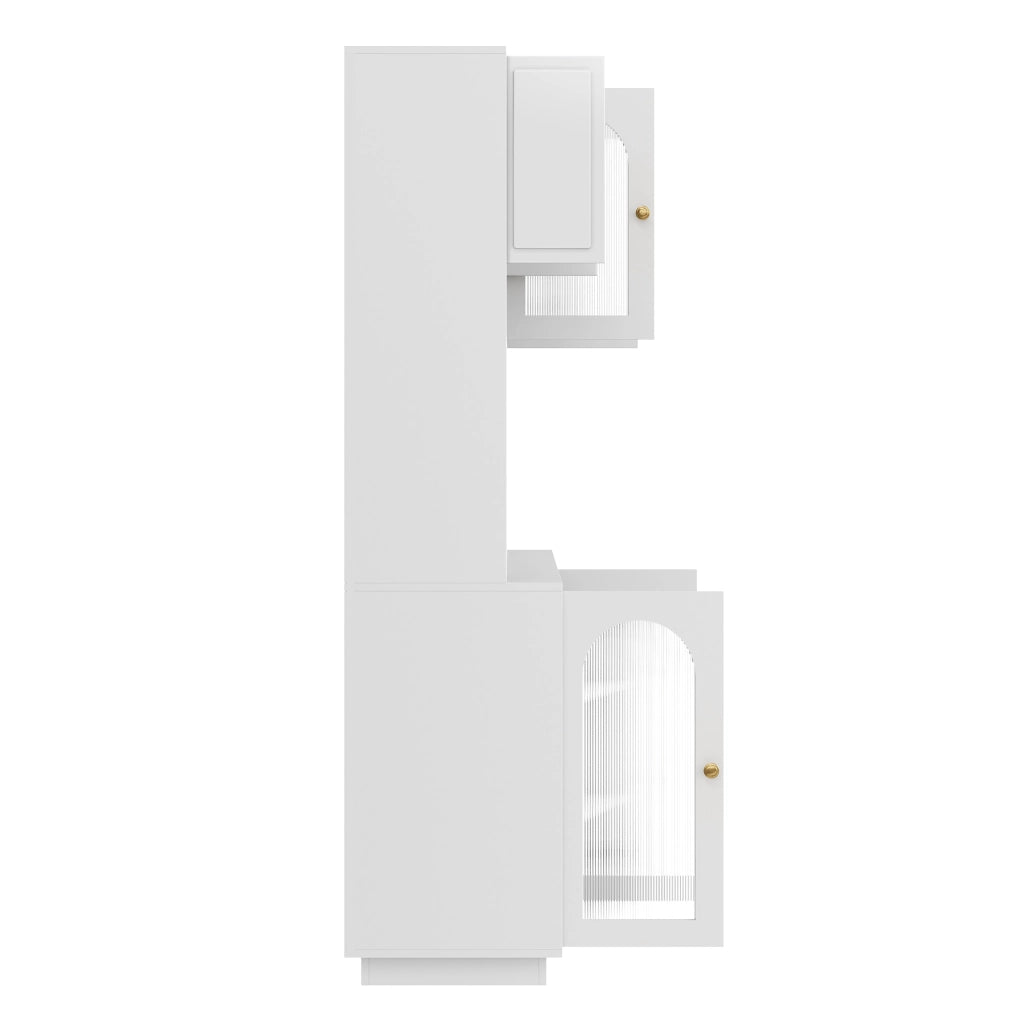 Credenza alta con ante ad arco in acrilico 3 cassetti e LED con controllo app per cucina e soggiorno 106 × 30 × 175 cm