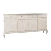 Credenza madia buffet in legno 4 ante chic mod Martini con piedi provenzali bianco anticato