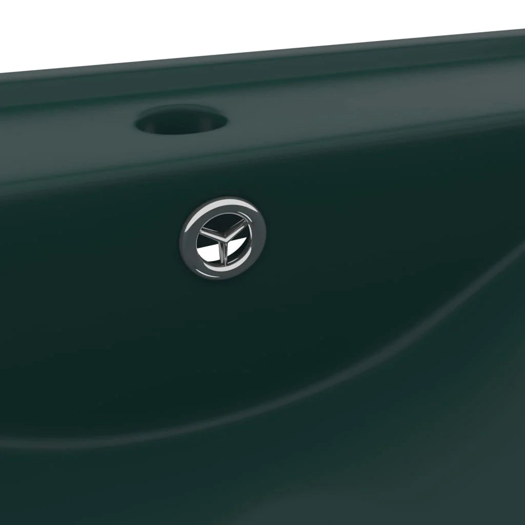 Lavabo con foro per rubinetto lavabo da appoggio lavabo da bagno e cucina uso interno 60 x 46 cm ceramica verde scuro opaco 02_0002767