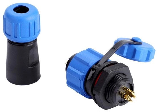 Connettore impermeabile a 4 pin - Colore blu - Impermeabile IP67 - Adatto per uso all'aperto - Tipo 14