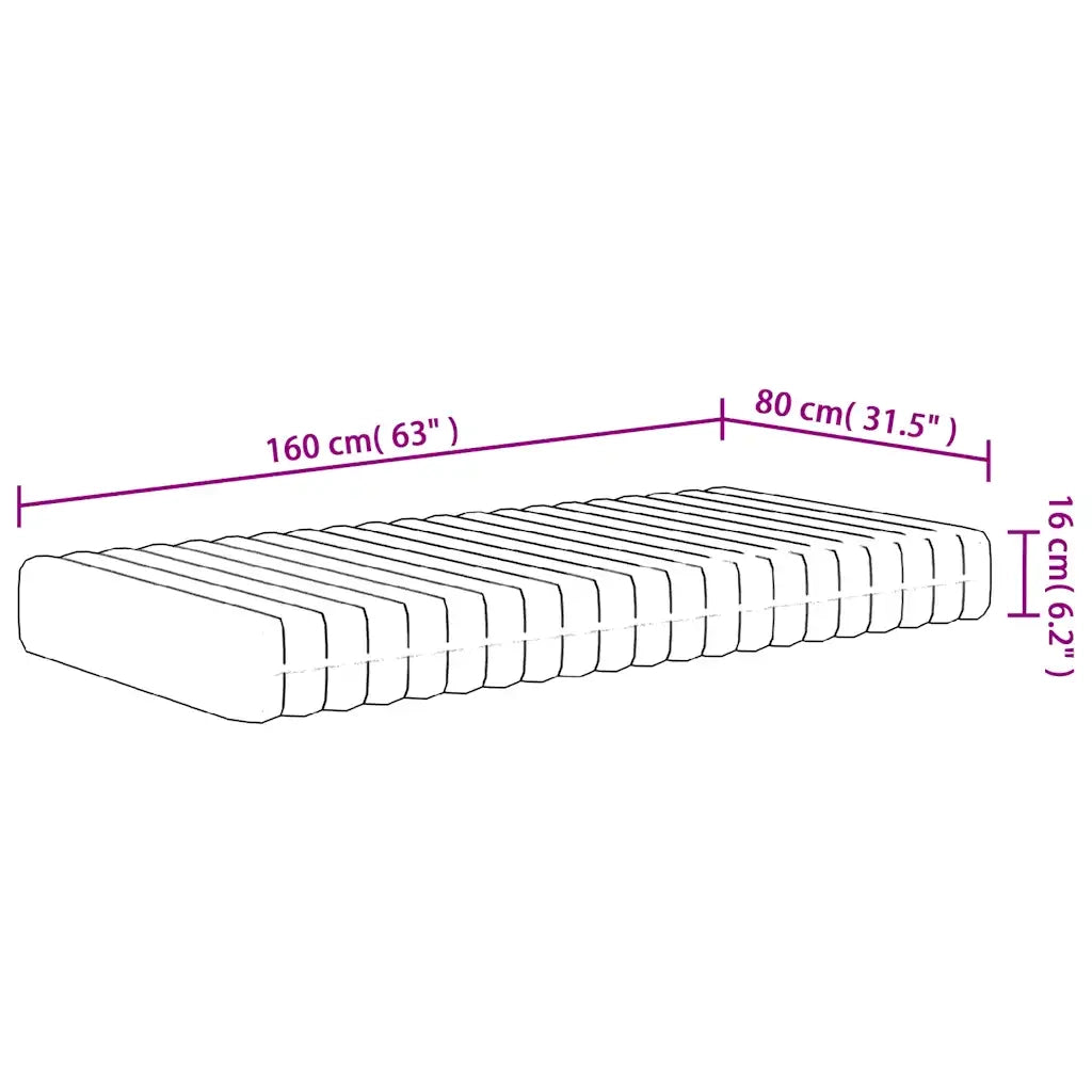 vidaXL Materasso in Schiuma per Bambini Mediamente Morbido 80x160 cm