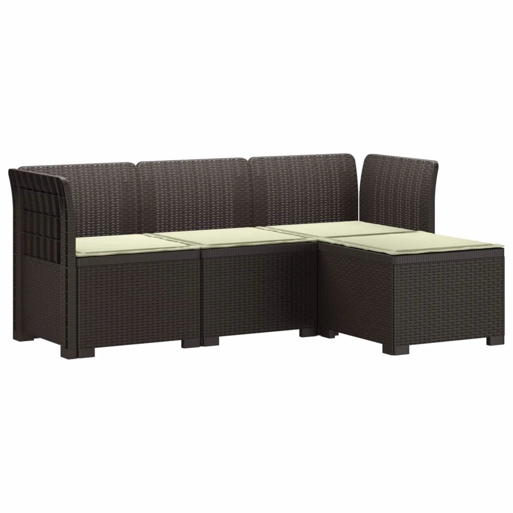 Divano da giardino 4 posti con cuscini aspetto rattan PP 3443930