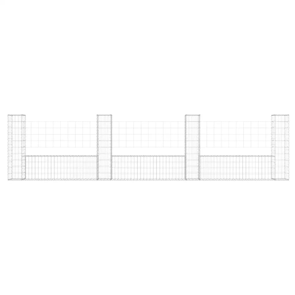 Cesto Gabbione a U con 4 Pali in Ferro 380x20x100 cm