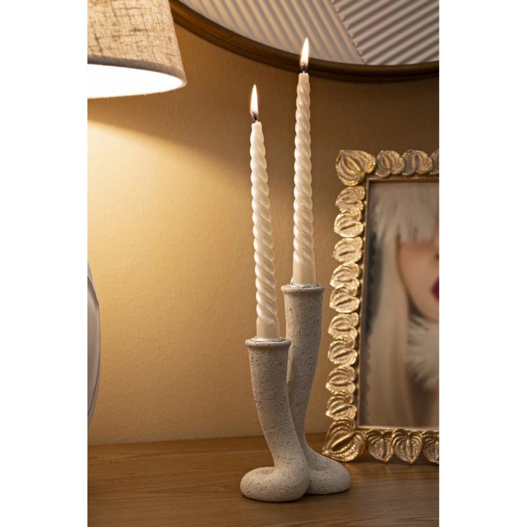 Portacandela VKH750, Beige, Poliresina, 10x6,5x17,5 cm