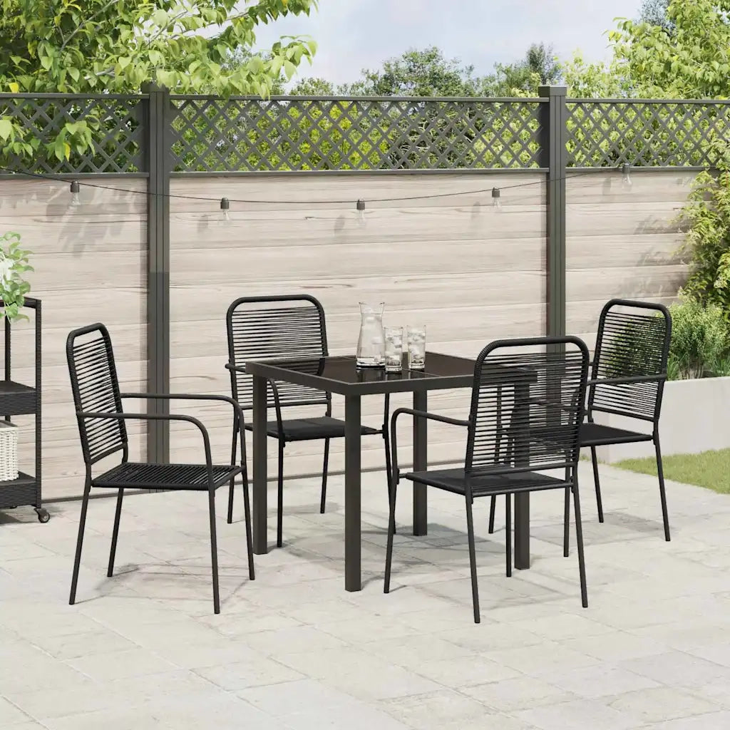 Set da Pranzo per Giardino 5 pcs Nero