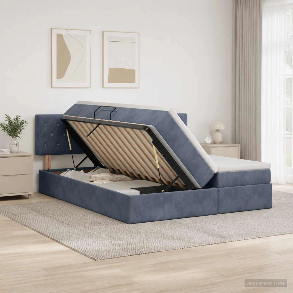 Letto con Contenitore con testiera 2 pz Grigio Scuro 3458938