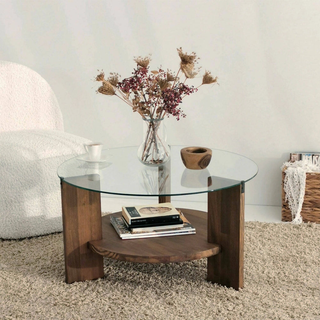 Felino, Tavolino da Salotto Portariviste, 75x75x40h cm Marrone Noce