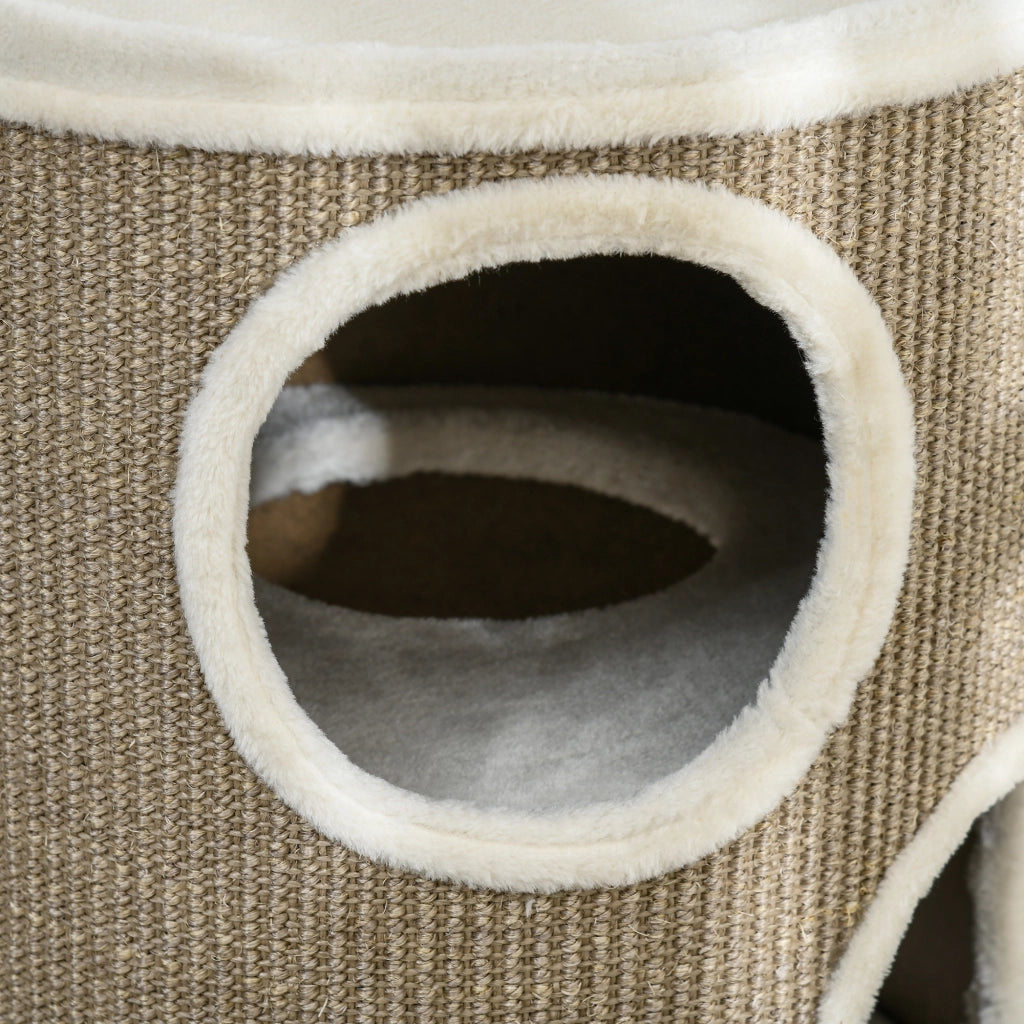 Cuccia per Gatti a 3 Livelli con Tiragraffi in Sisal ¨C zephmum ¨C Marrone ?38x70cm