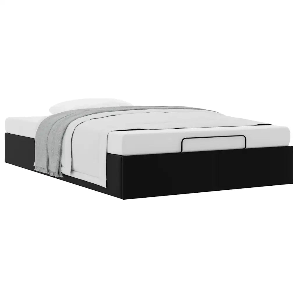 Struttura Letto Pouf senza Materasso Nero 120x200 cm Similpelle