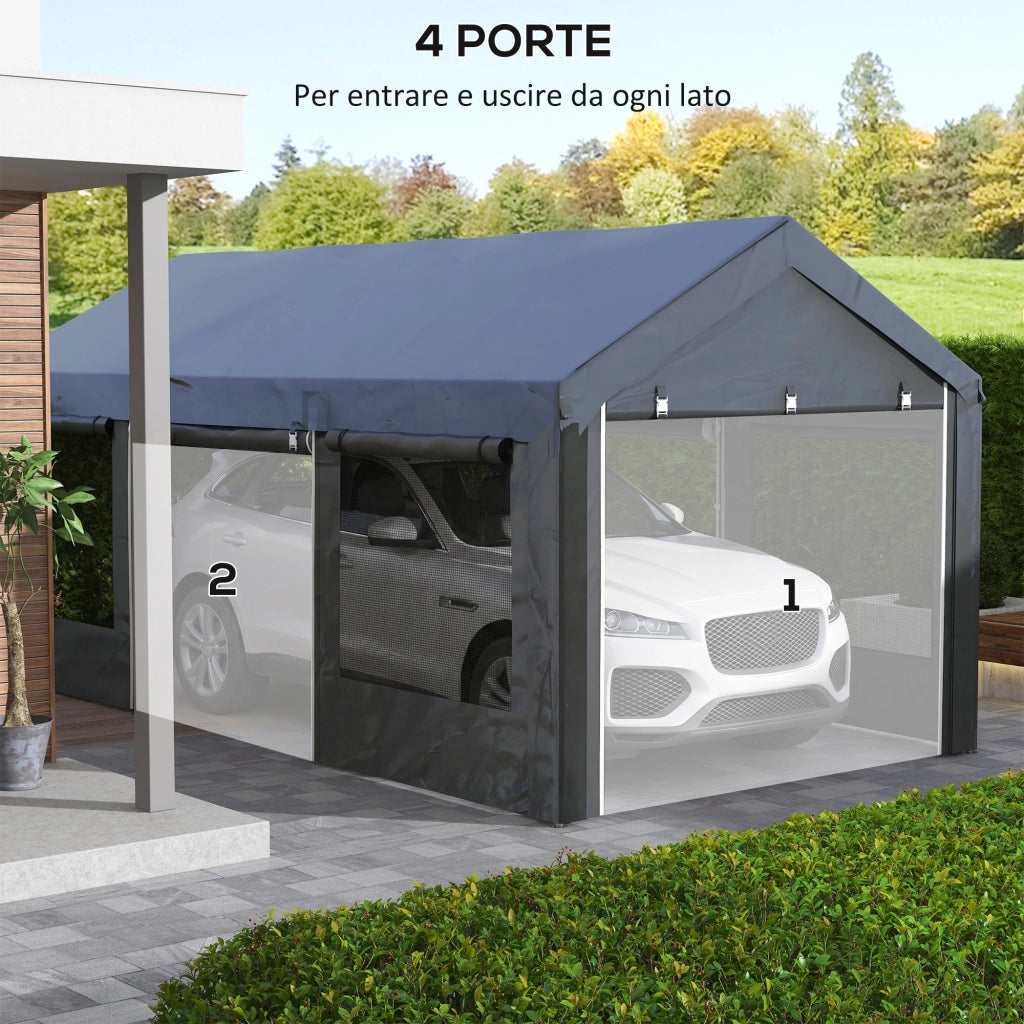 Gazebo per Auto e Feste ¨C zephmum ¨C Grigio Scuro 6x3m