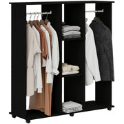 Armadio a Rulli con Appendiabiti ¨C zephmum ¨C Legno, Nero, 120x40x128 cm