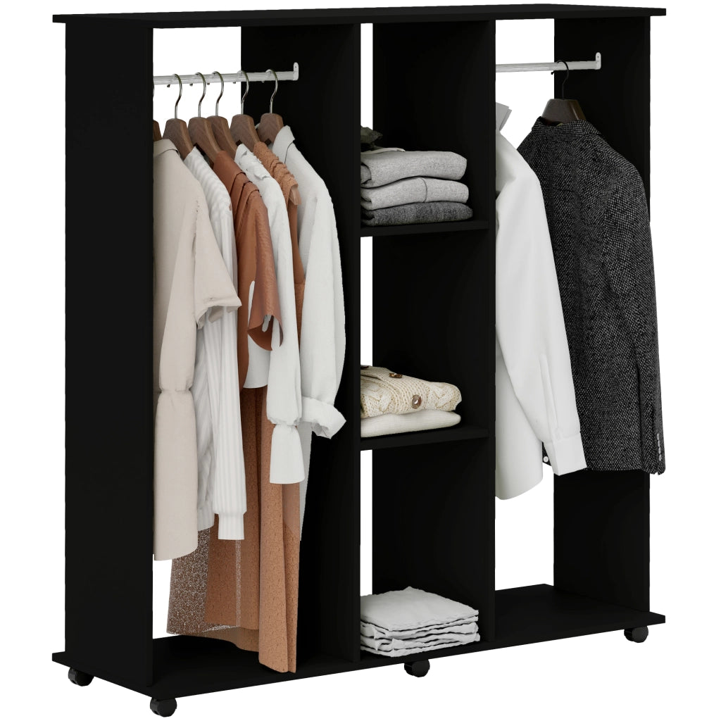 Armadio a Rulli con Appendiabiti ¨C zephmum ¨C Legno, Nero, 120x40x128 cm