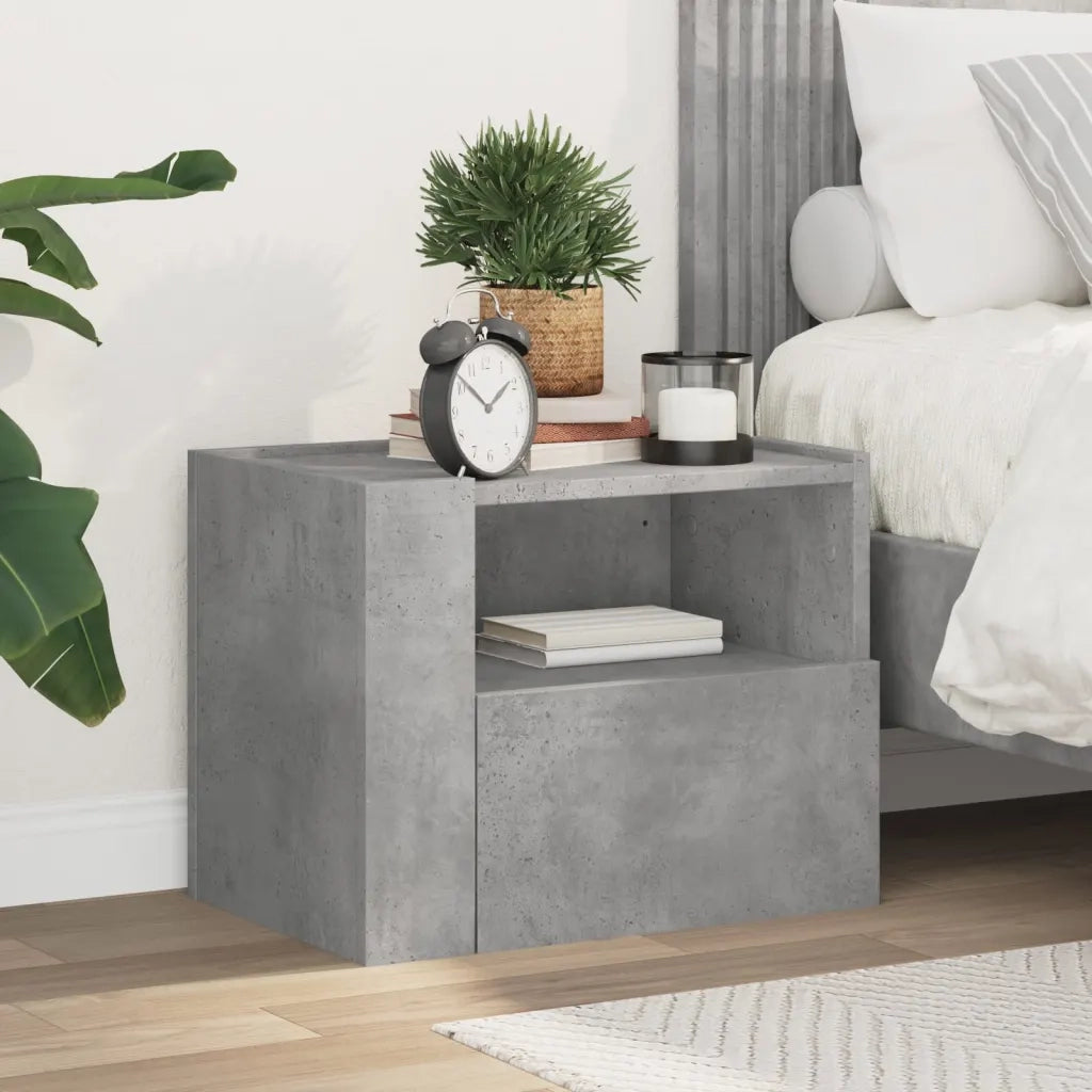 Comodino | Armadio da Notte | Mobiletto da notte a Muro Grigio Cemento 45x30x35 cm