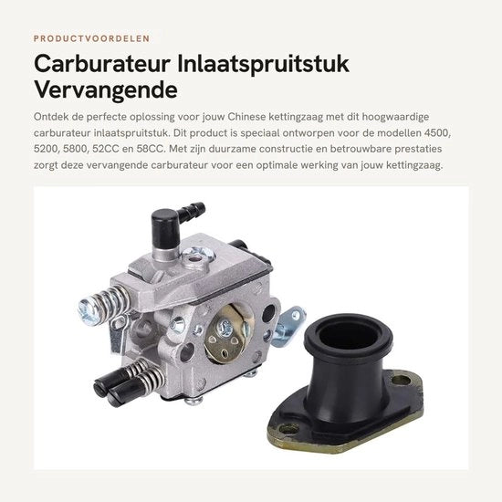 Accessori per carburatore - sostituzione inlaatspruitstuk - accessori affidabili - leggero in alluminio - installazione semplice - alta precisione