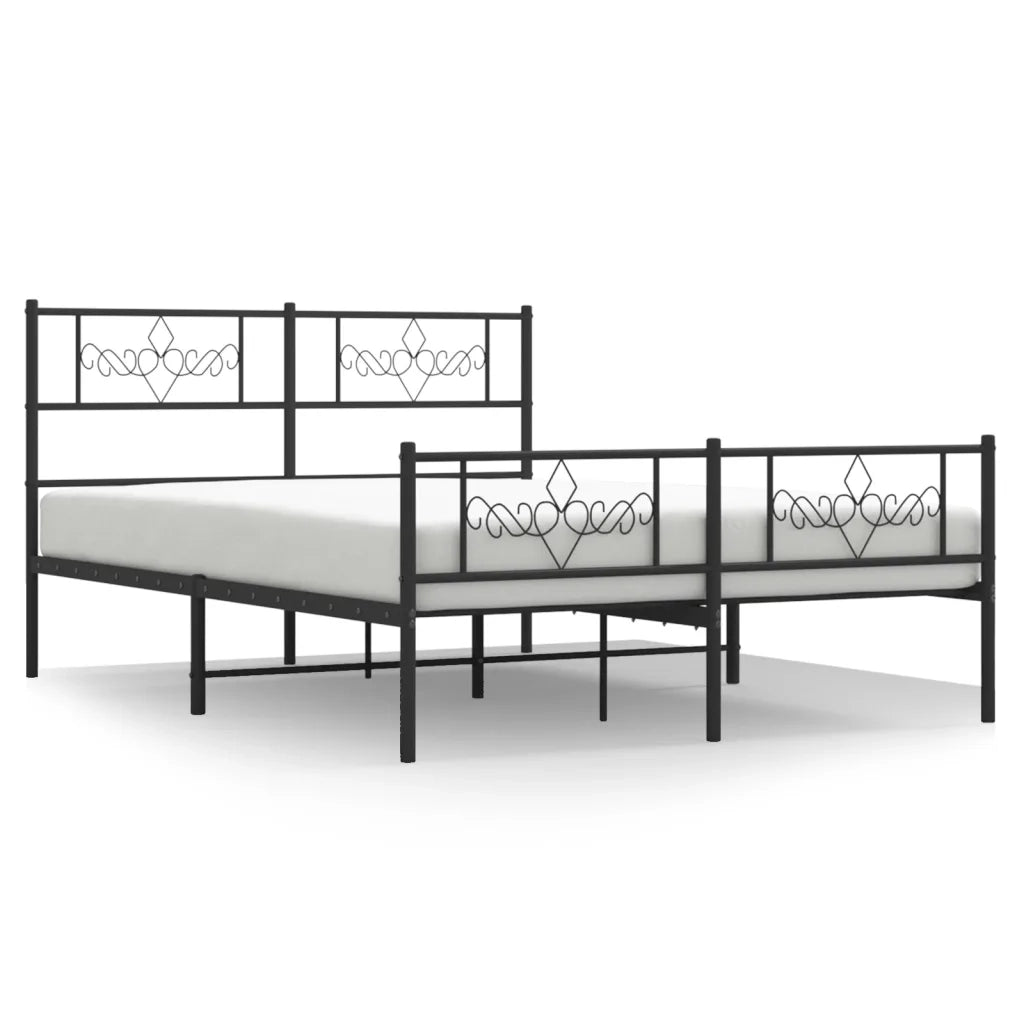 Giroletto con Testiera e Pediera-Struttura Letto Metallo Nero 120x190 cm 500536