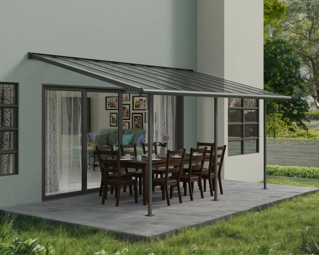 Canopia Sierra Pergola Addossata in Alluminio  3X5.6 m Grigio