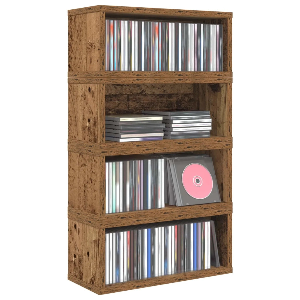 Rack per Stoccaggio CD 4 pz Legno antico 40 x 17 x 17 cm 8012726