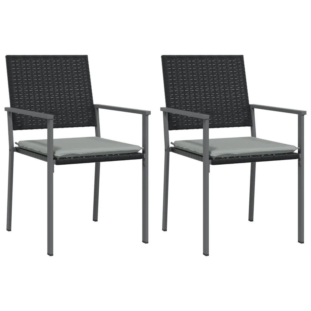 Sedie da Giardino con Cuscini 2pz Nere 54x62,5x89 cm Polyrattancod mxl 129805
