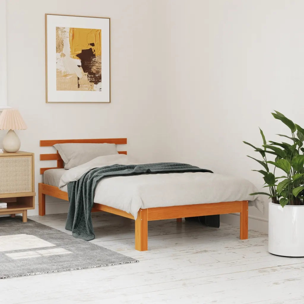 Letto senza Materasso Marrone Cera 75x190 cm in Legno di Pino 844266