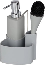 Asciugatoio con dispensatore d'acqua, spazzola per piatti, contenitore per asciugamani, capacità 0,25 litri, ceramica soft-touch, 11 x 19 x 12,5 cm