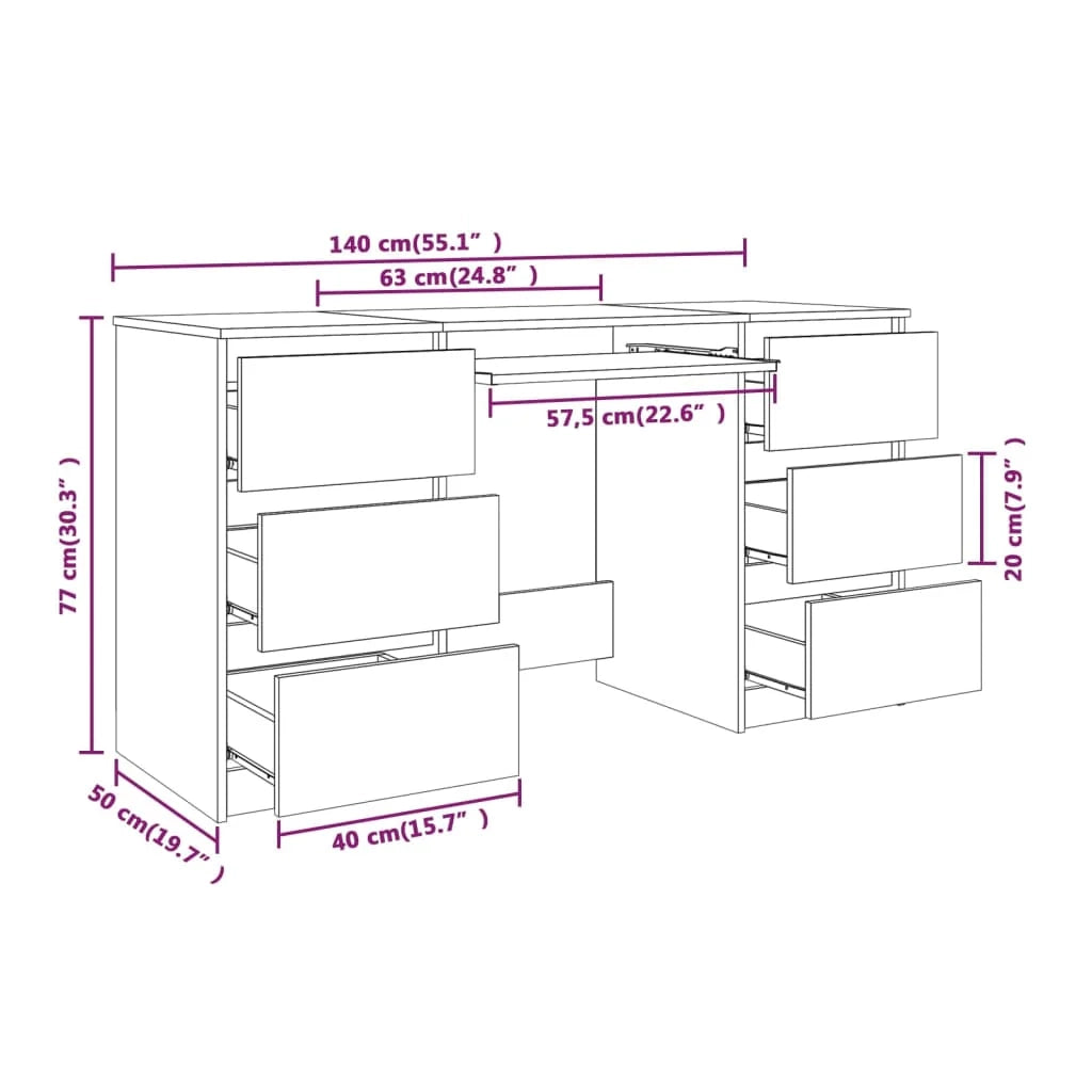 Scrivania Sonoma postazione computer mobile per computer scrivania da studio 140 x 50 x 77 cm legno ingegnerizzato grigio 02_0023960