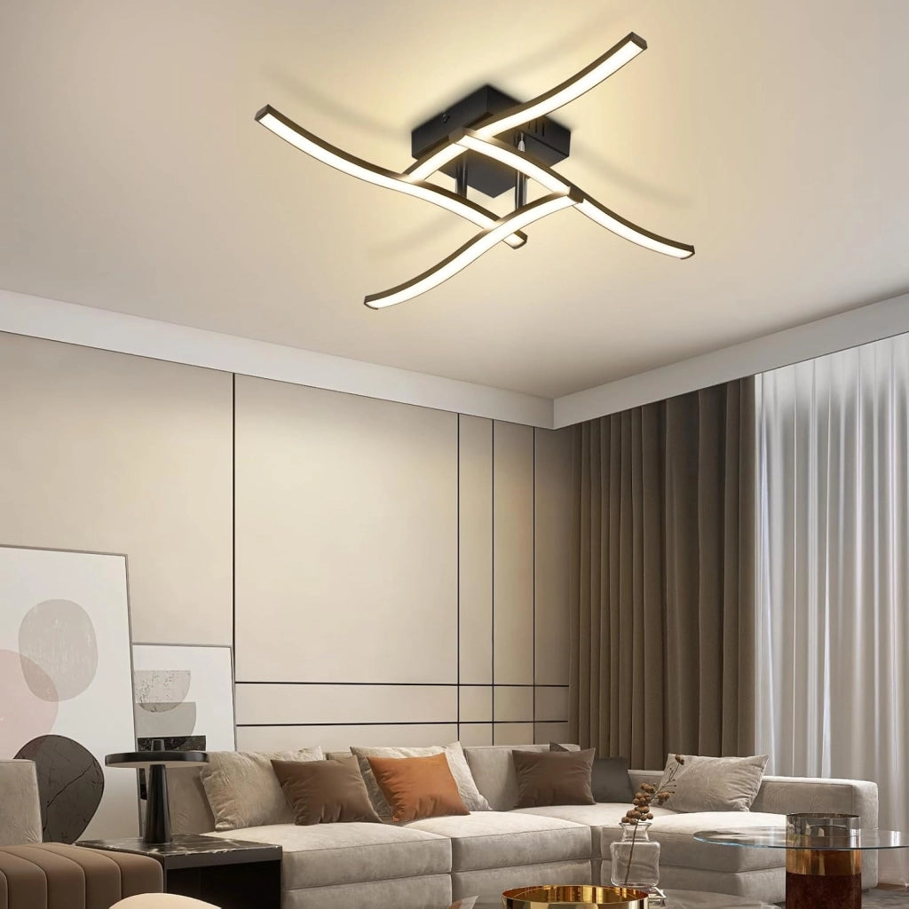 ZMH Lampada da soffitto plafoniera LED 24W nera moderna design ondulato per cucina soggiorno corridoio