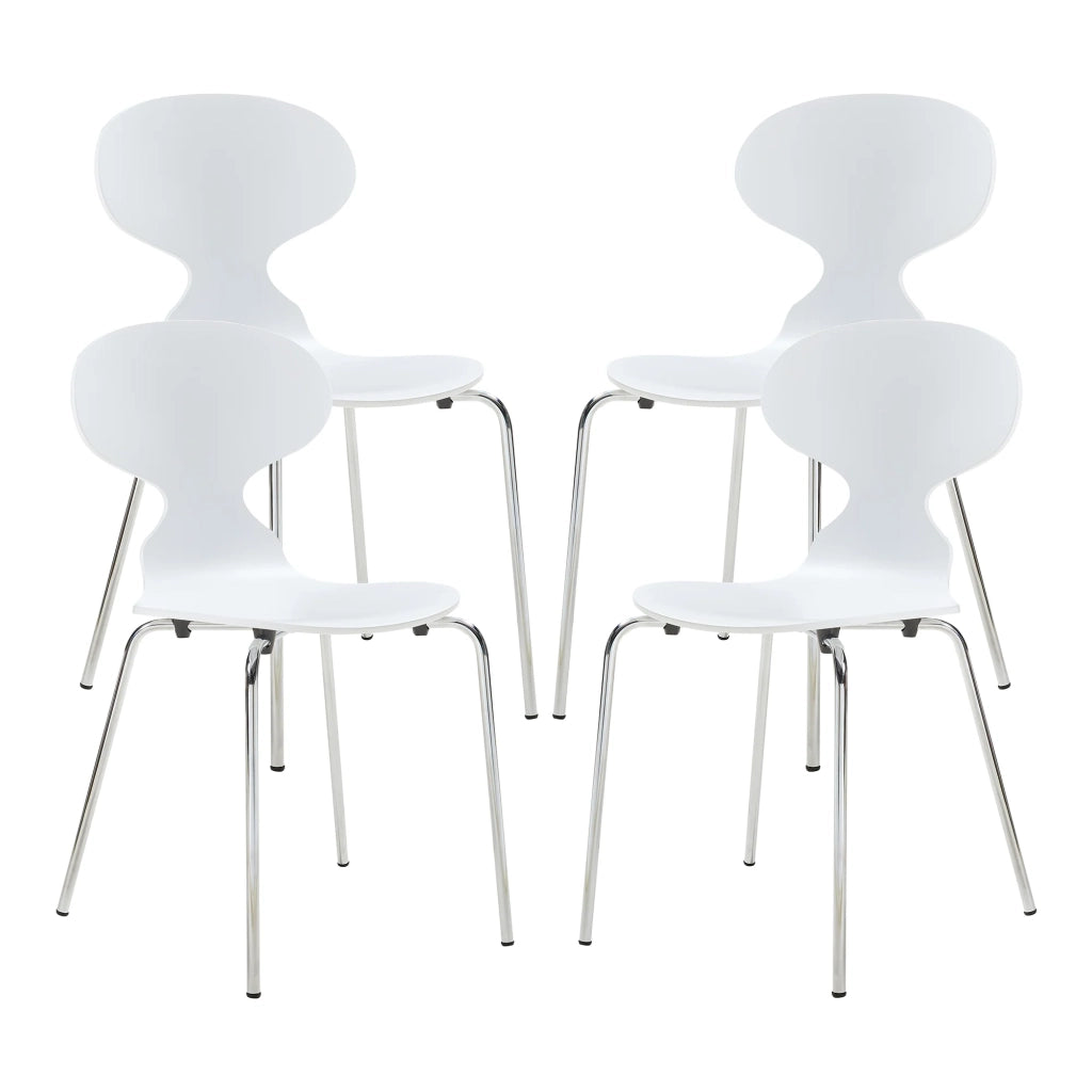 Set di 4 sedie da pranzo 80 x 47 x 48 cm design moderno e robusto bianco/cromo 03_0009834