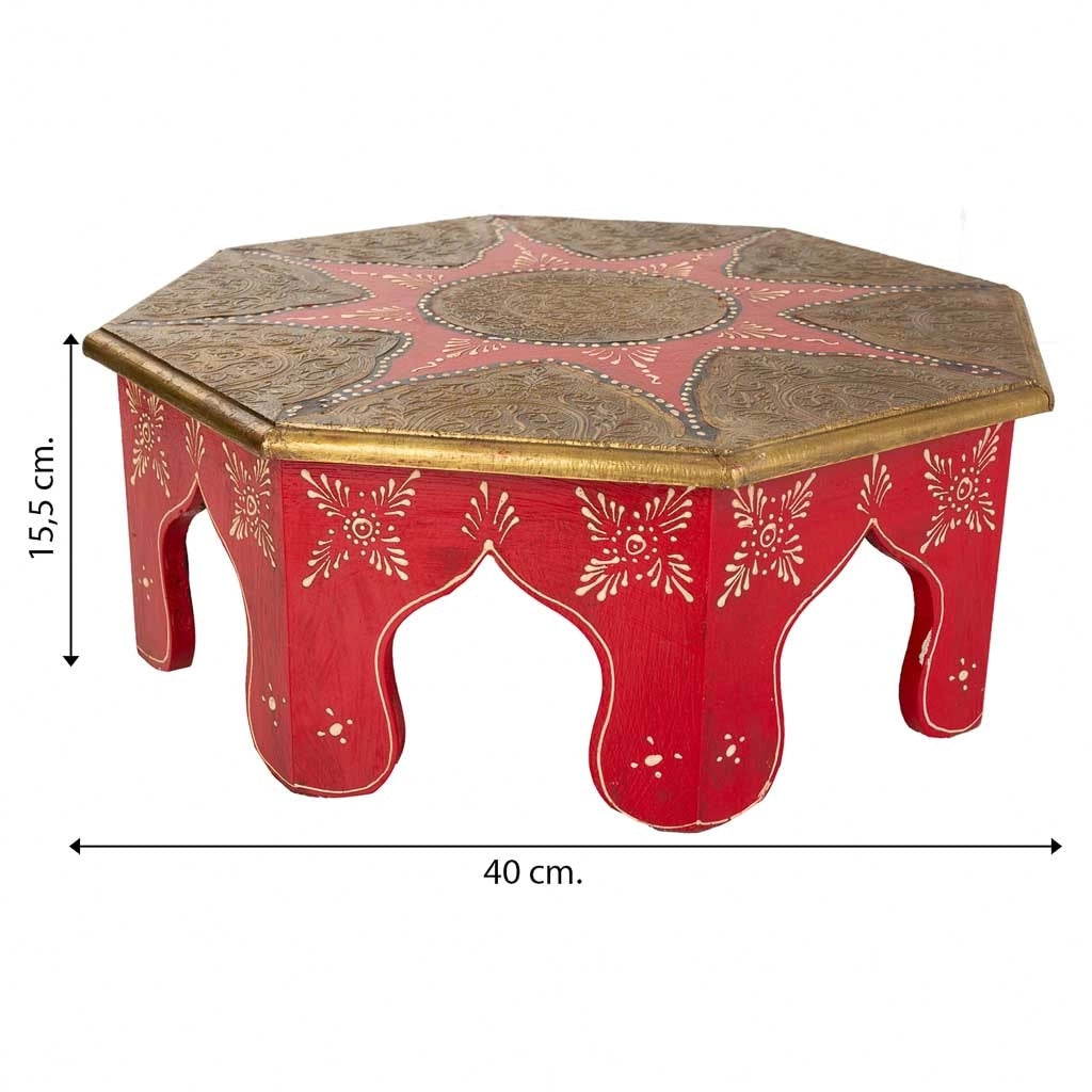 Tavolino in legno e metallo rosso 40x40x15,5h