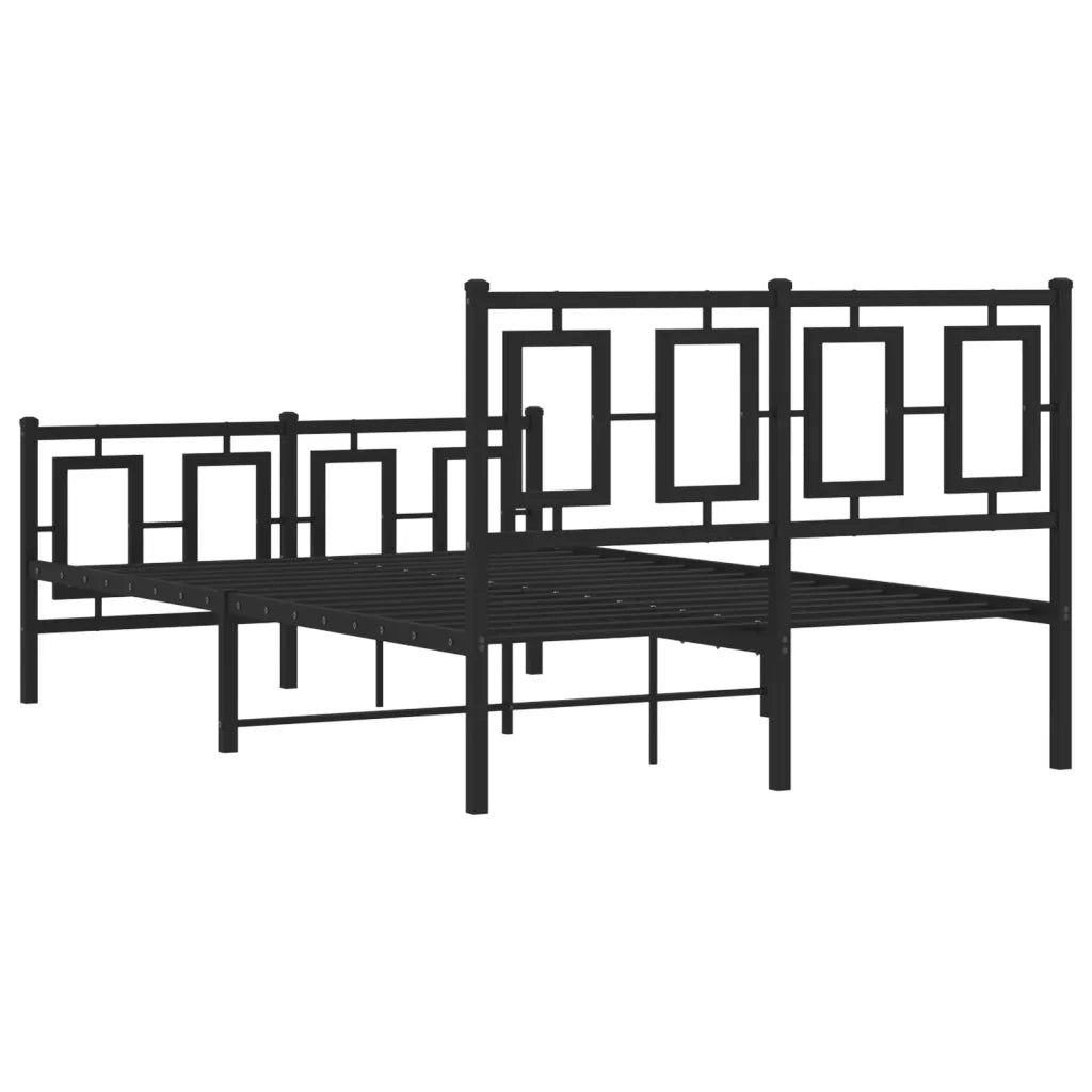 Giroletto con Testiera e Pediera Metallo Nero 120x190 cm 374256